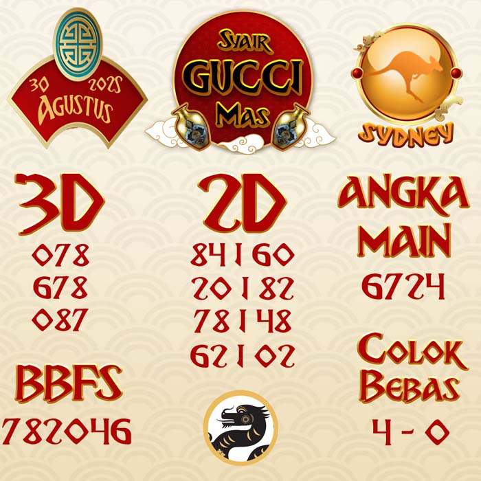 SYAIR SDY GUCCI MAS SABTU 30 AGUSTUS 2025