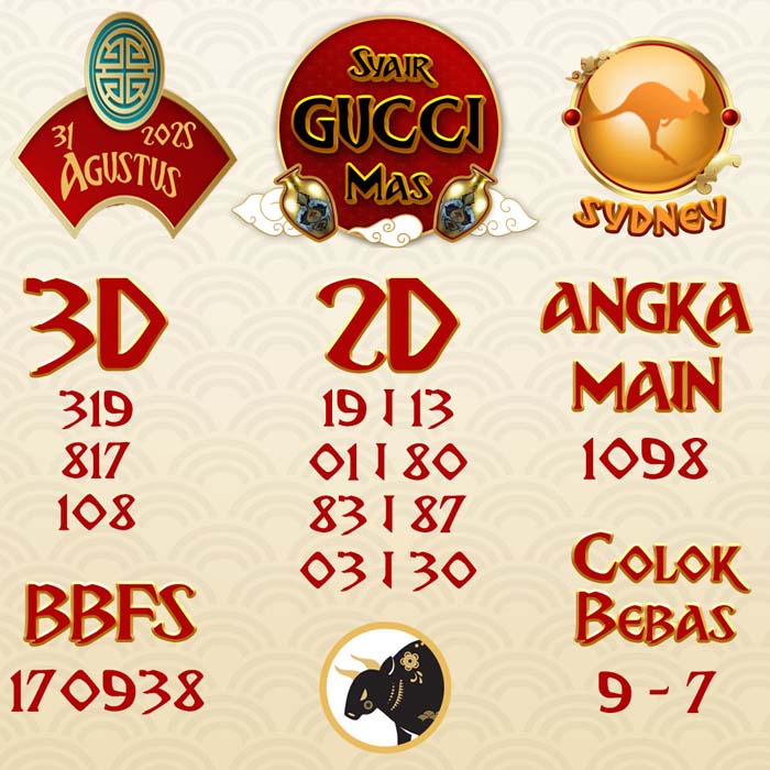SYAIR SDY GUCCI MAS SABTU 31 AGUSTUS 2025